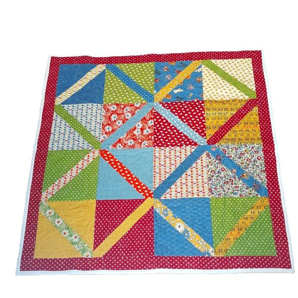 Handmade 36" Square Floral Polka Dot Patchwork Quilt Throw Blanket by Ma Rossi - Picture 1 of 10